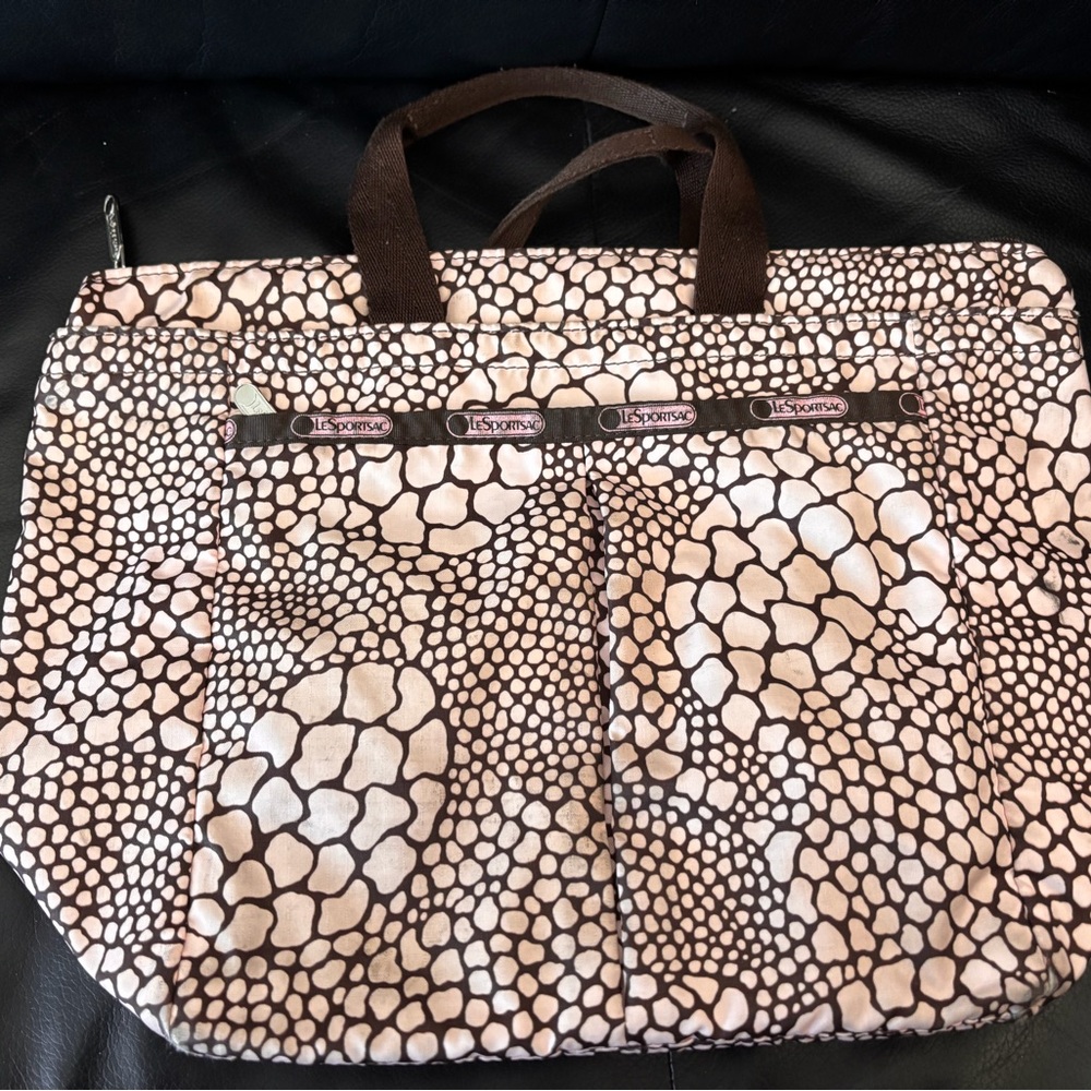 Lesportsac Brown and Cream Patterned Tote